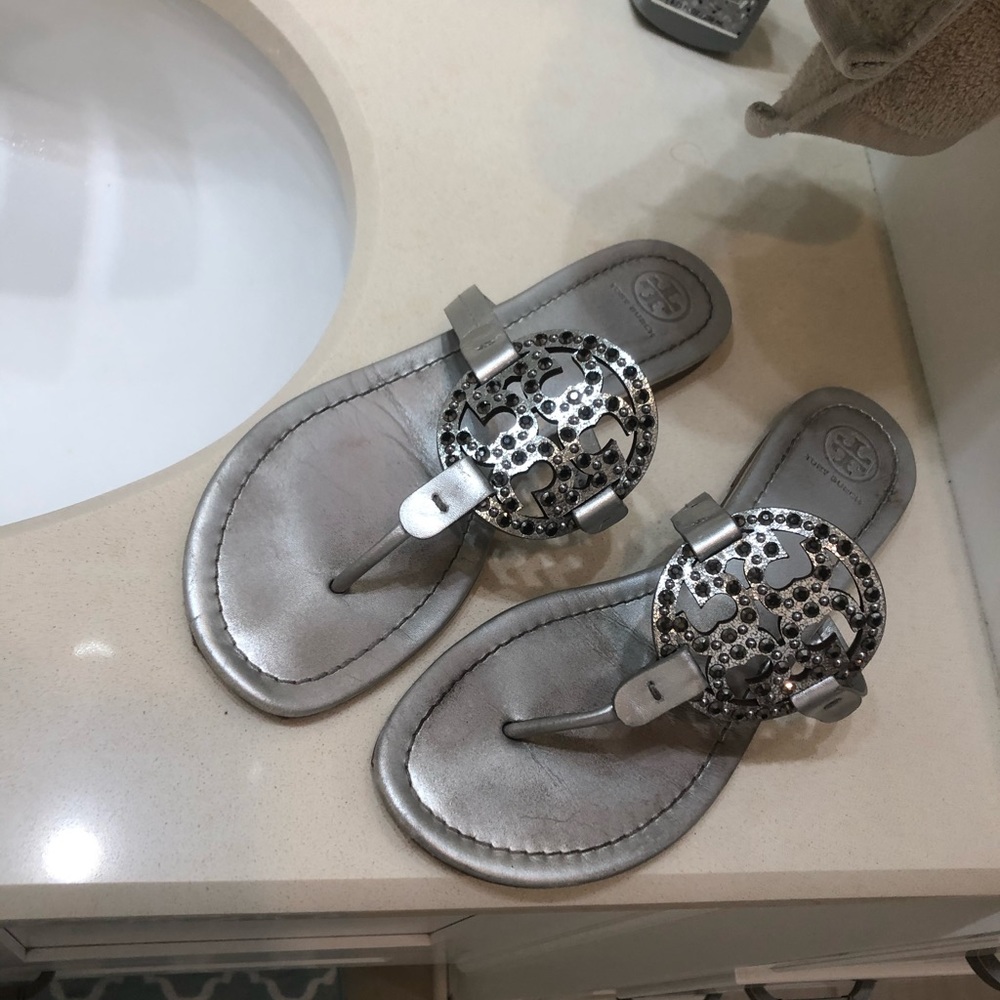 Silver limited edition Tory Burch Miller sandals